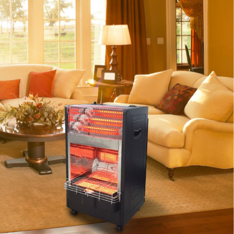 4.2KW Portable Electric & Gas Heater Floor Standing Infrared Quartz Heater with FFD